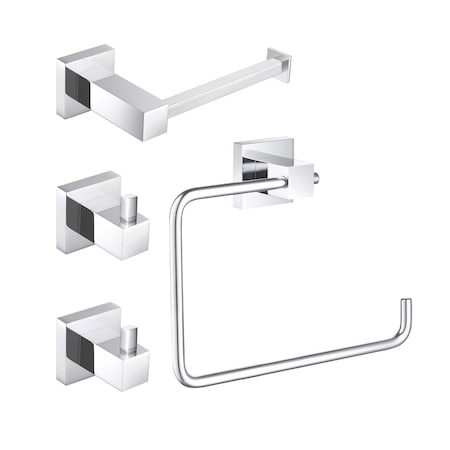 Kibi Cube 4-Piece Bathroom Hardware Set C-KBA15-4CH-1